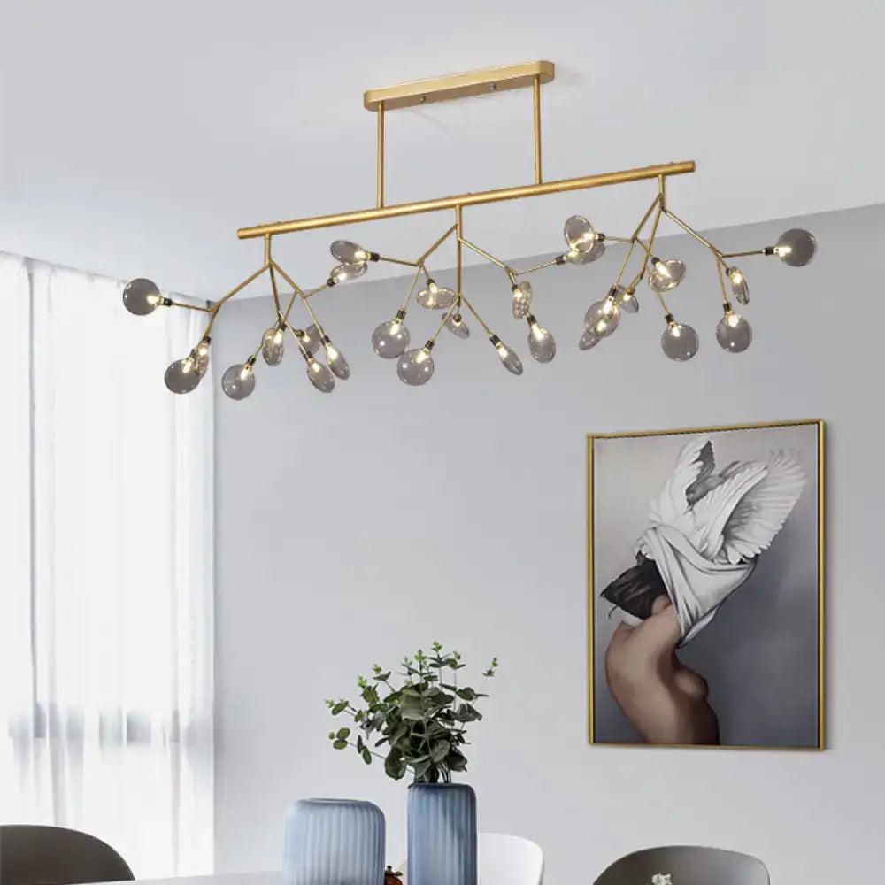 Modern gold metal linear island light dining room branching pendant