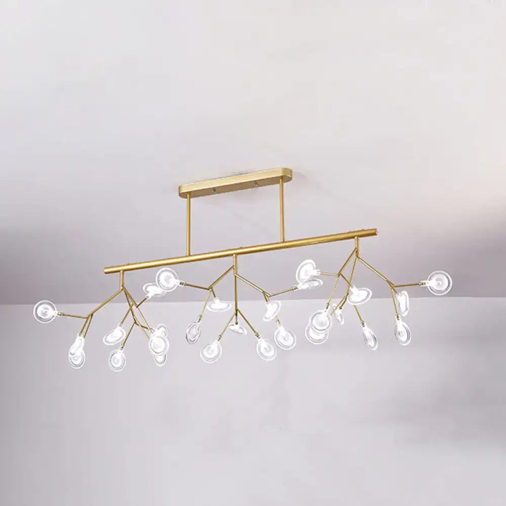 Modern gold metal linear island light dining room branching pendant