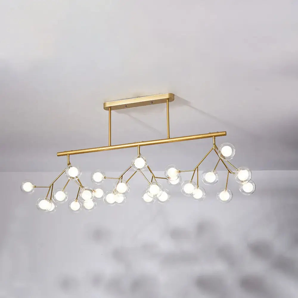 Modern gold metal linear island light dining room branching pendant