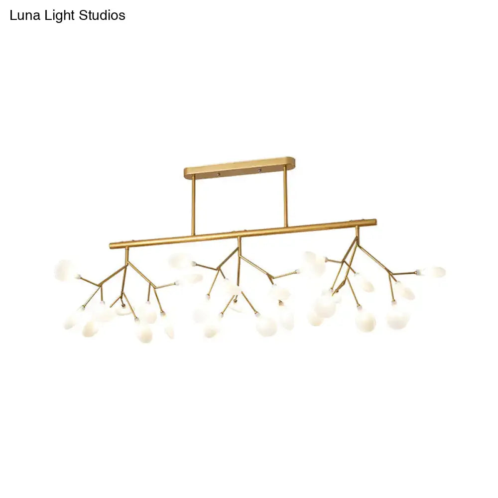 Modern gold metal linear island light dining room branching pendant
