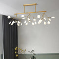Modern gold metal linear island light dining room branching pendant