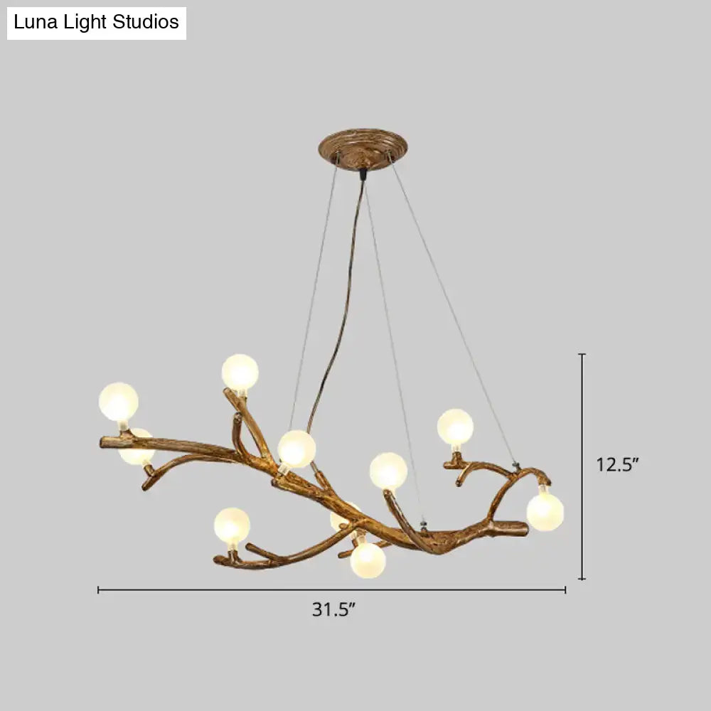 Art deco bronze metal tree branch island light for dining room