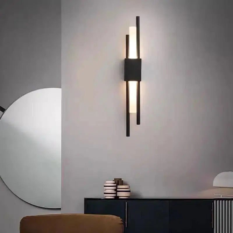 Modern black metal wall lamp for living room ambient lighting