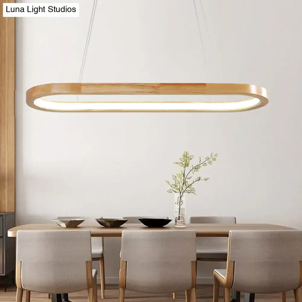 Modern minimalist wooden led oval pendant light dining room