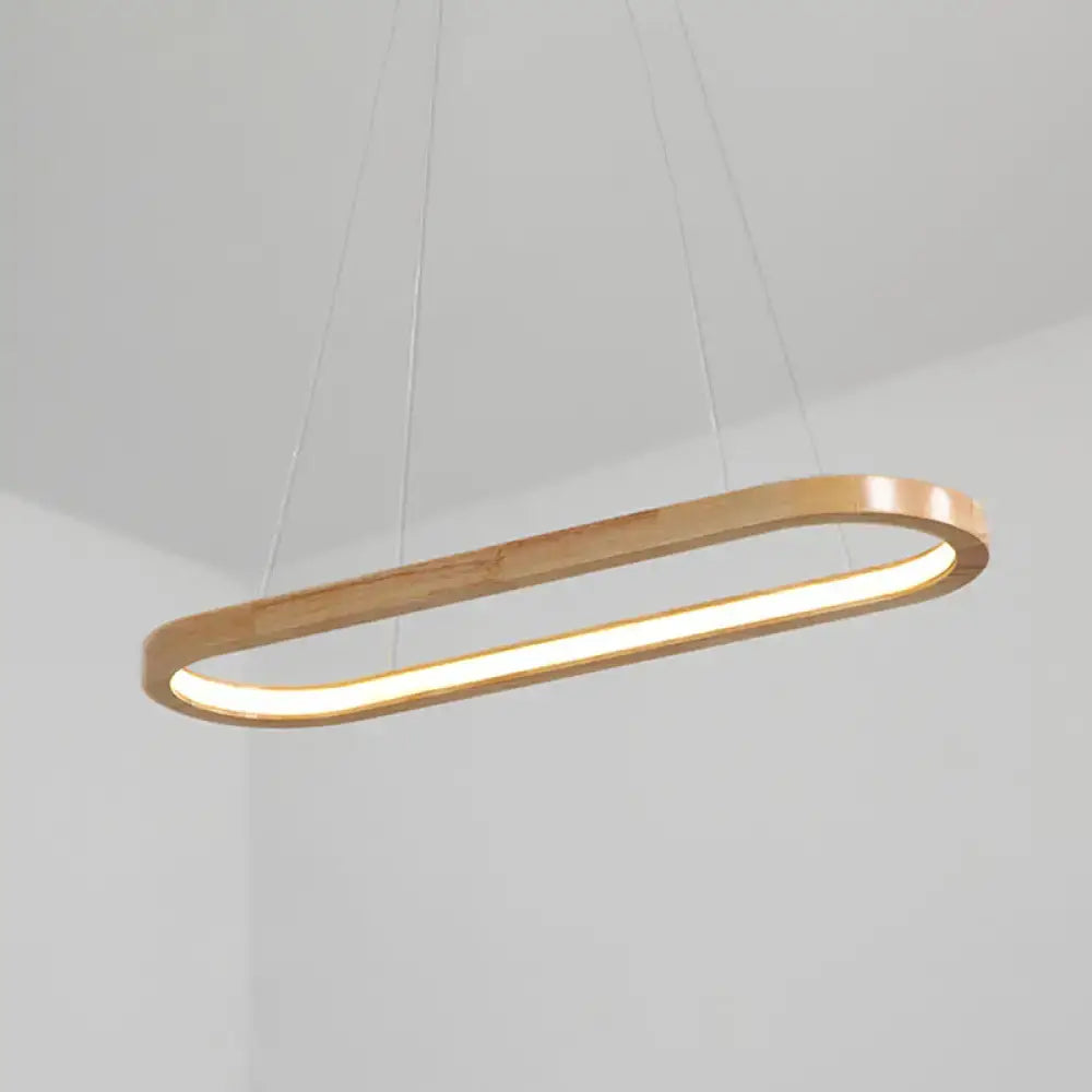 Modern minimalist wooden led oval pendant light dining room