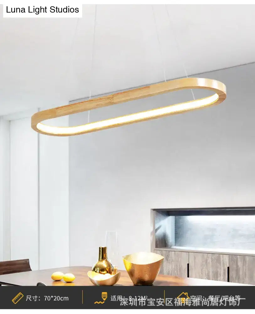 Modern minimalist wooden led oval pendant light dining room