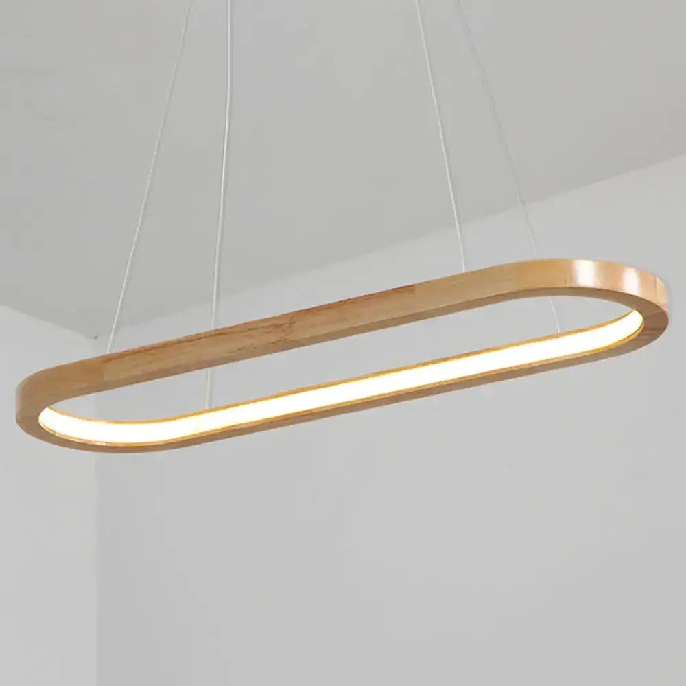 Modern minimalist wooden led oval pendant light dining room