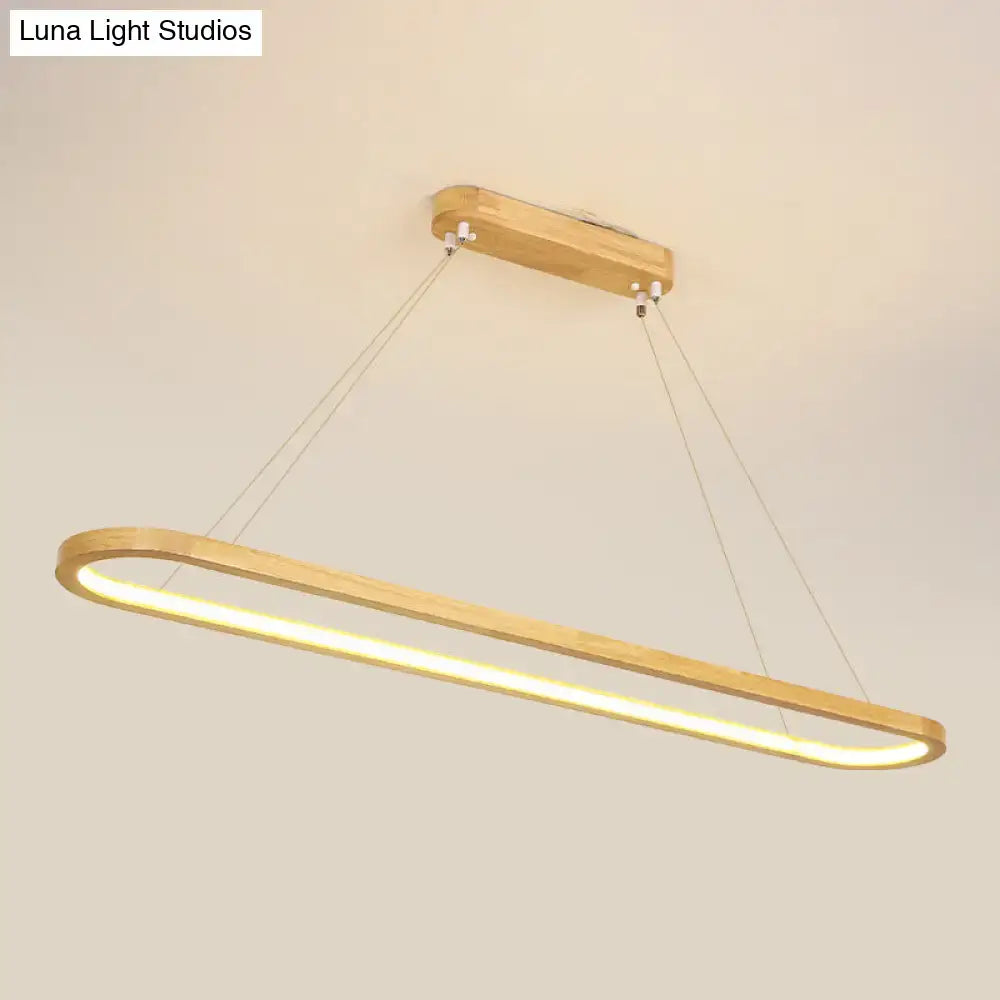 Modern minimalist wooden led oval pendant light dining room