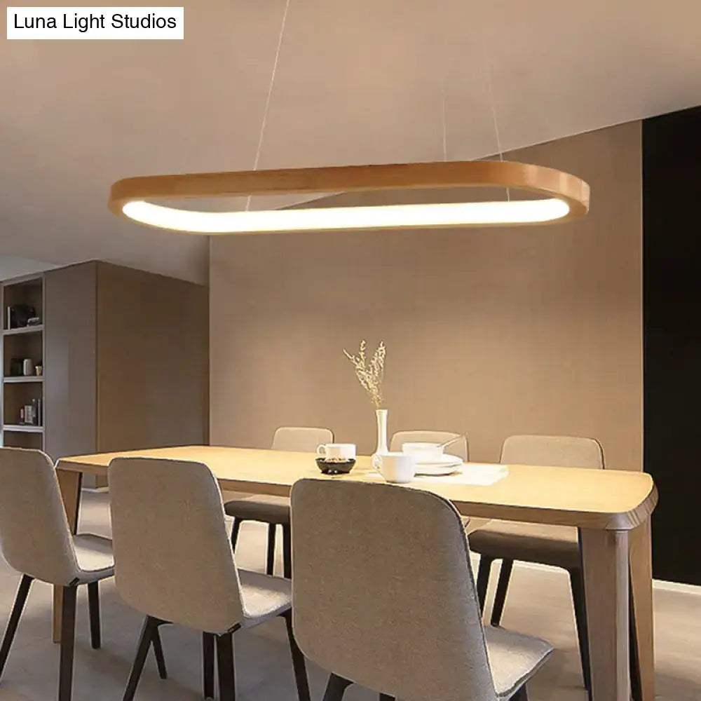 Modern minimalist wooden led oval pendant light dining room