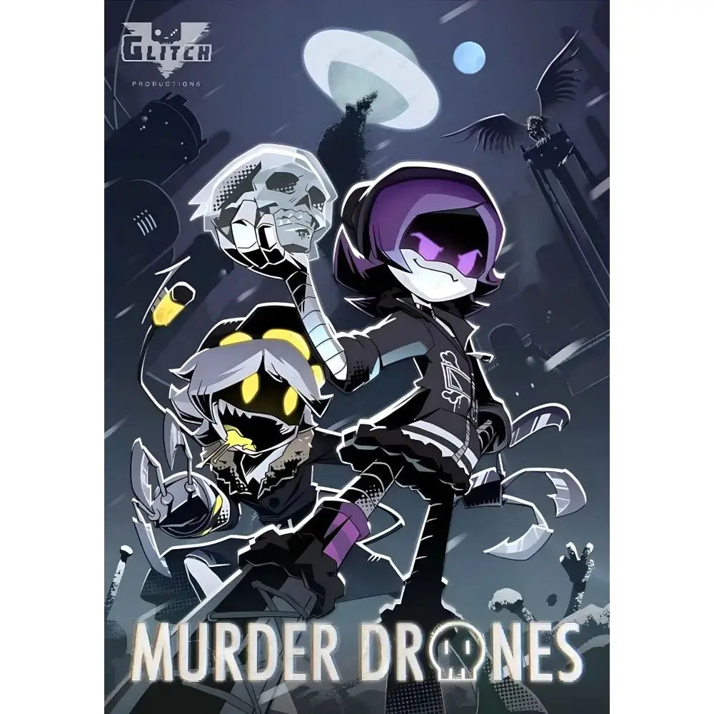 Modern murder drones gold & purple wall art bedroom framed posters