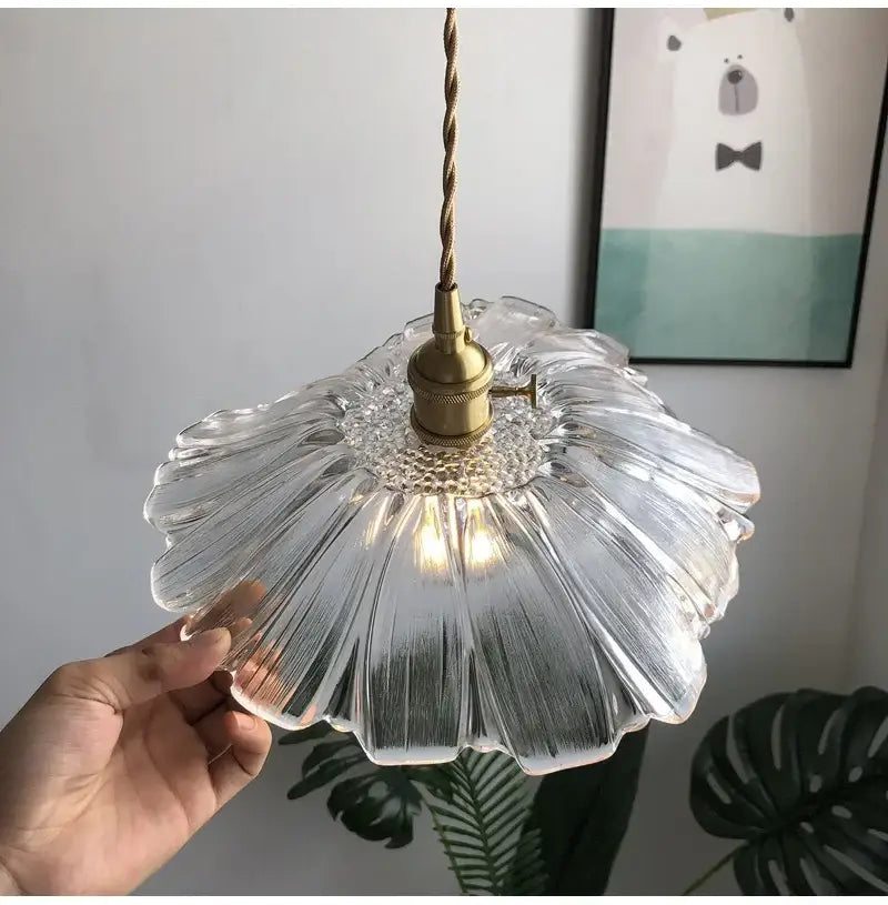 Modern green leaf glass e27 ceiling lights for bedroom interiors