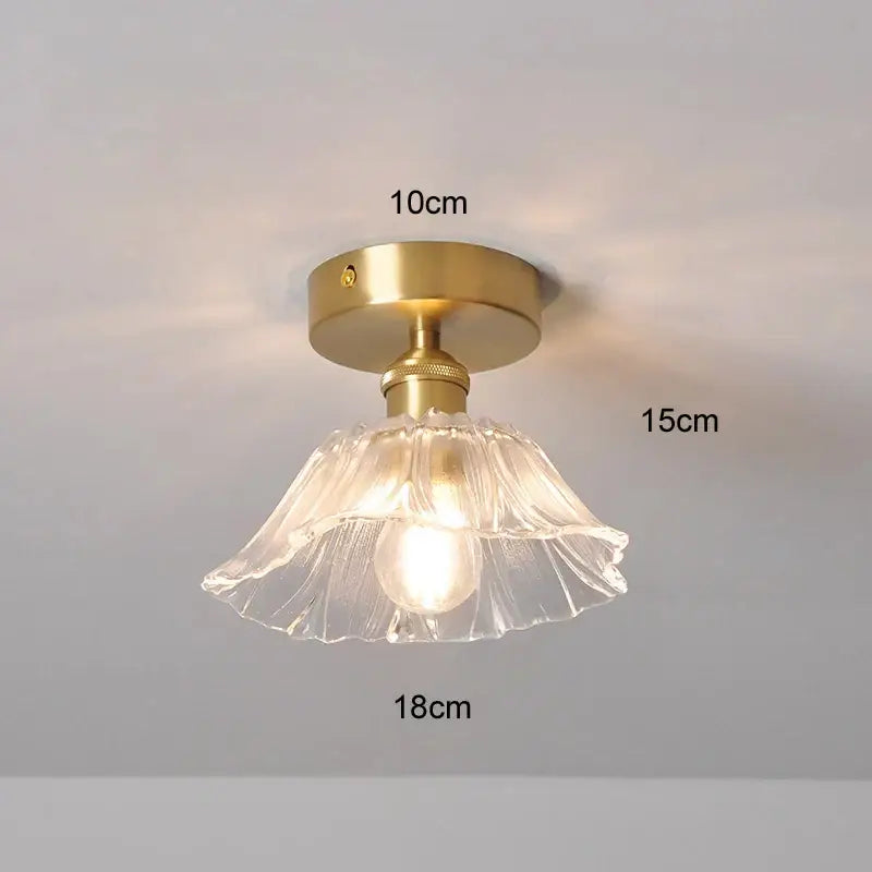 Modern green leaf glass e27 ceiling lights for bedroom interiors