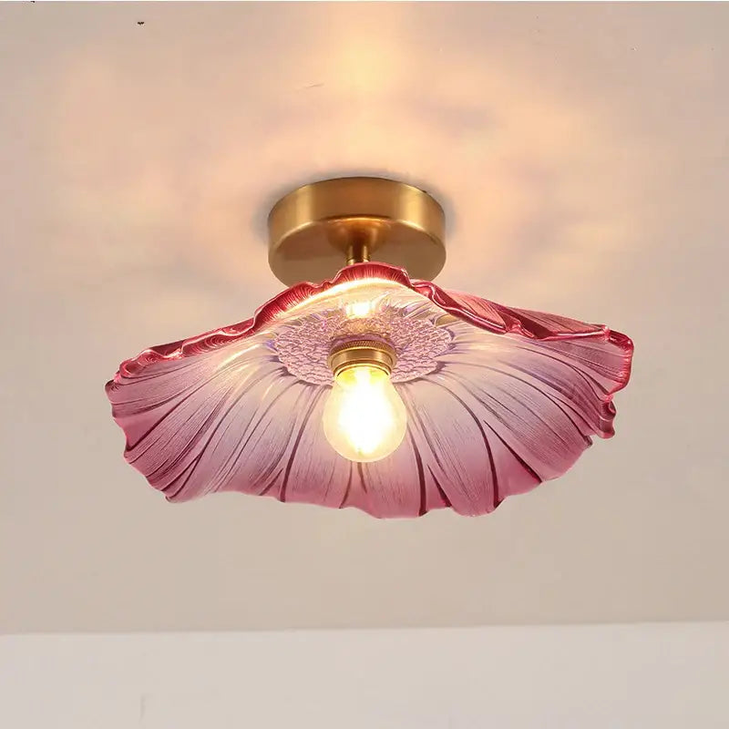 Modern green leaf glass e27 ceiling lights for bedroom interiors