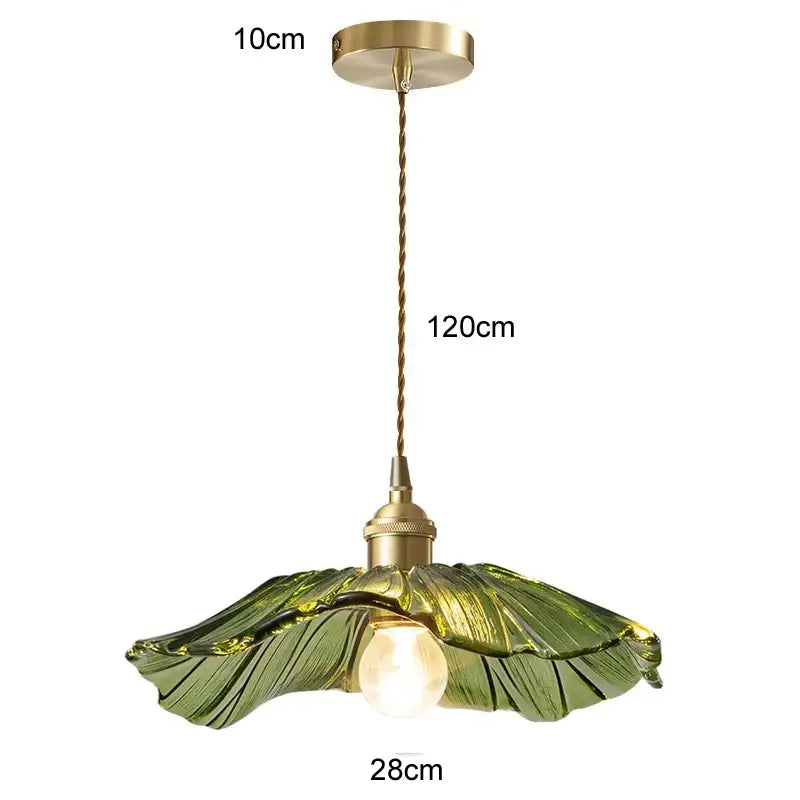 Modern green leaf glass e27 ceiling lights for bedroom interiors