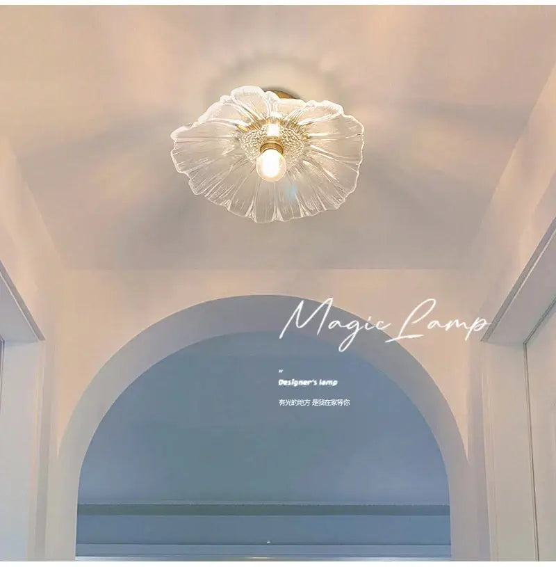 Modern green leaf glass e27 ceiling lights for bedroom interiors