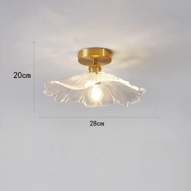 Modern green leaf glass e27 ceiling lights for bedroom interiors