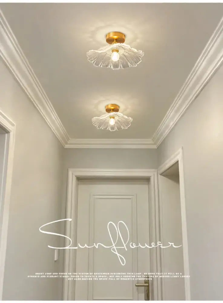 Modern green leaf glass e27 ceiling lights for bedroom interiors