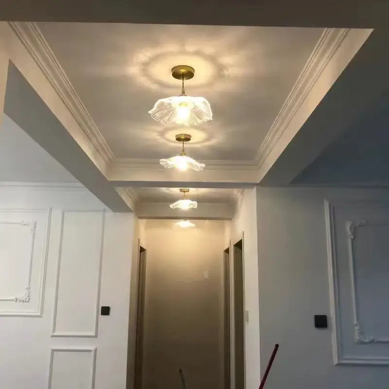 Modern green leaf glass e27 ceiling lights for bedroom interiors