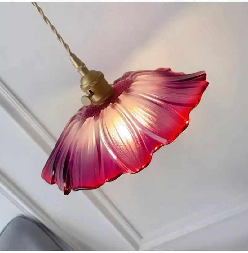 Modern green leaf glass e27 ceiling lights for bedroom interiors