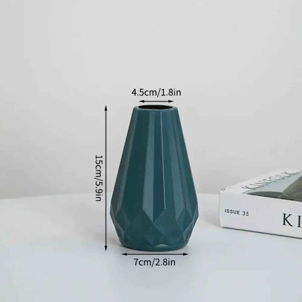 Modern nordic teal diamond shaped flower vase living room decor