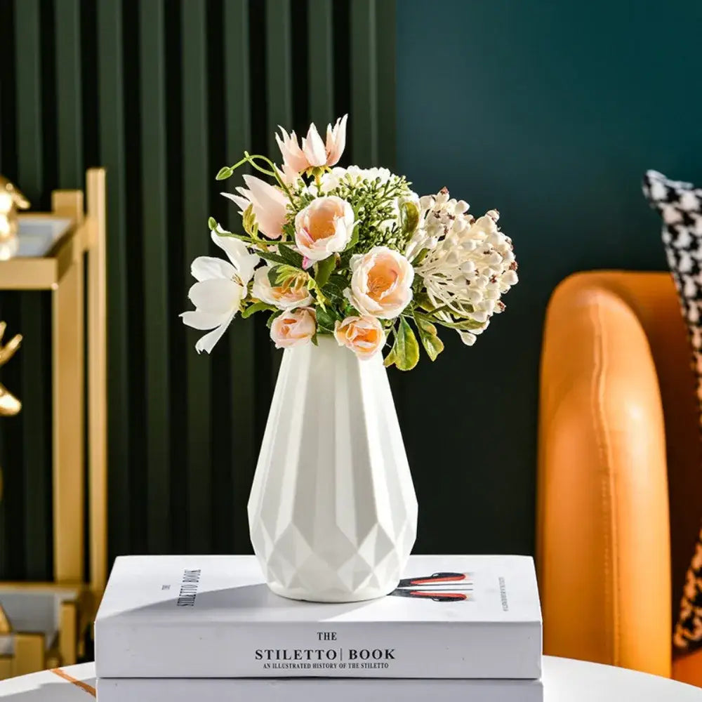 Modern nordic teal diamond shaped flower vase living room decor