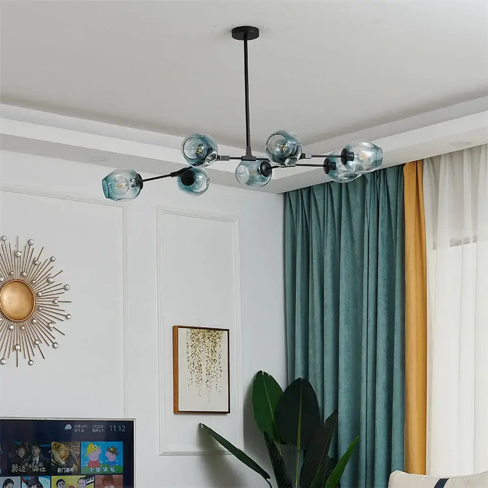 Modern gray nordic glass ball led chandelier dining room