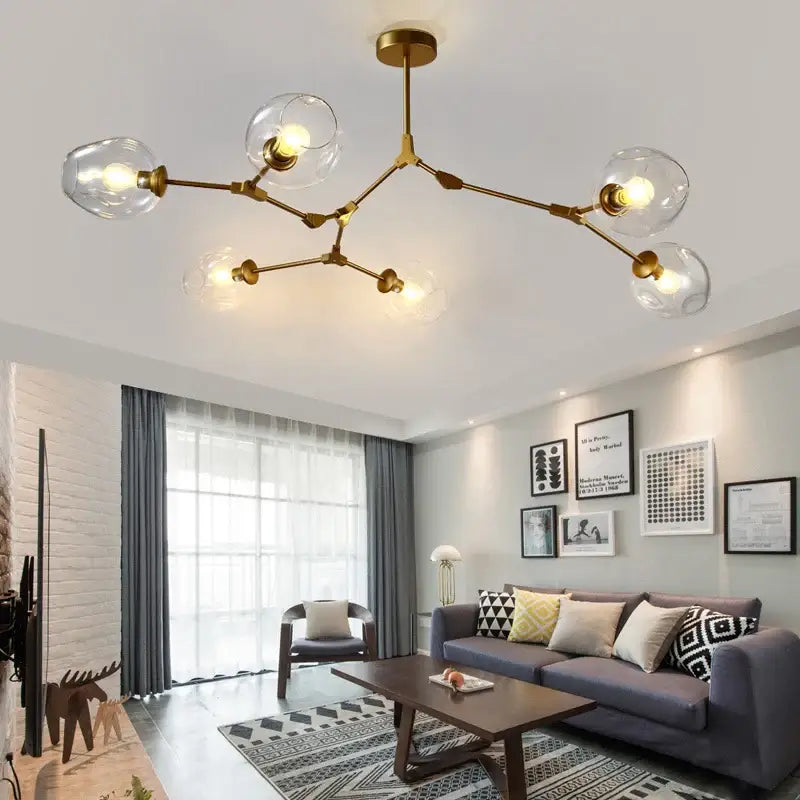 Modern nordic glass chandeliers in gradient blue for dining room