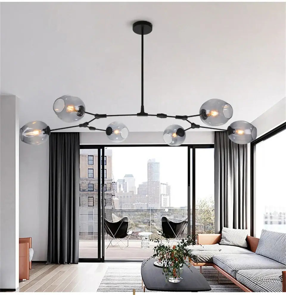Modern nordic glass pendant lamps smoke grey dining room lights