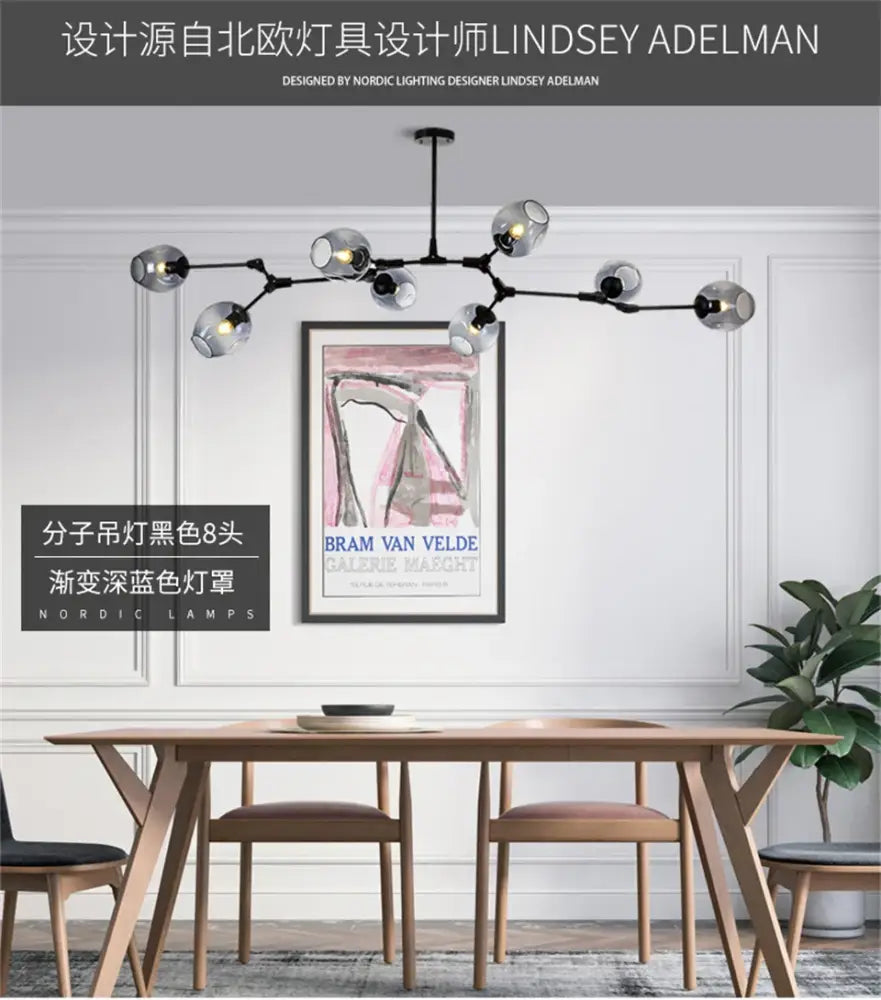 Modern nordic glass pendant lamps smoke grey dining room lights