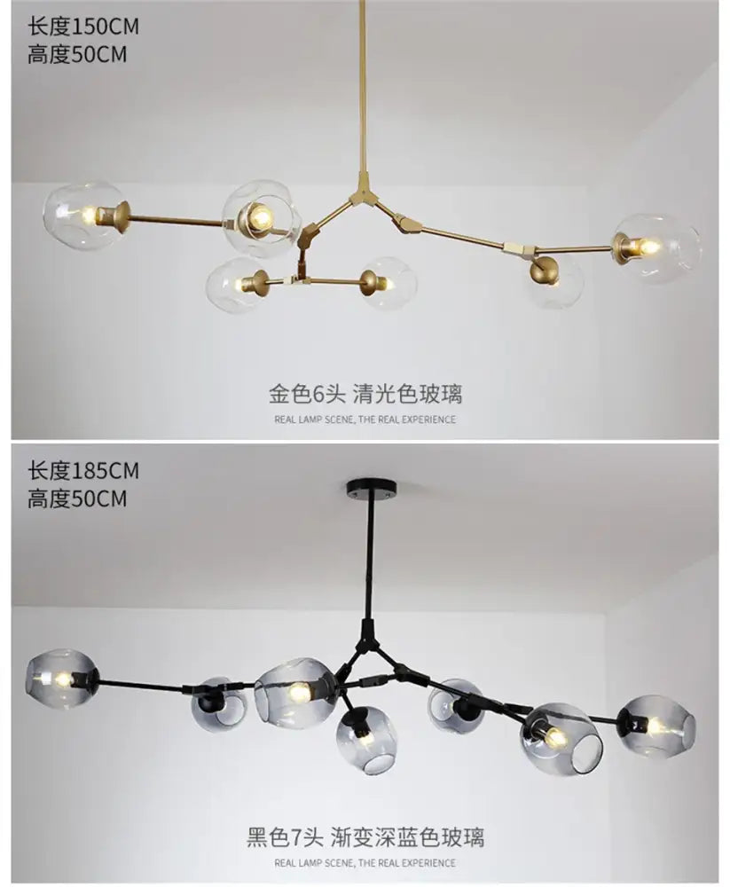 Modern nordic glass pendant lamps smoke grey dining room lights