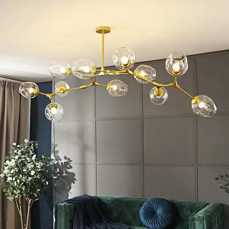 Modern nordic glass chandeliers gradient grey dining room led light