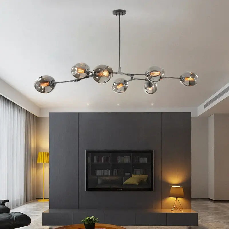 Modern clear bulbous glass chandeliers with led lighting dining room