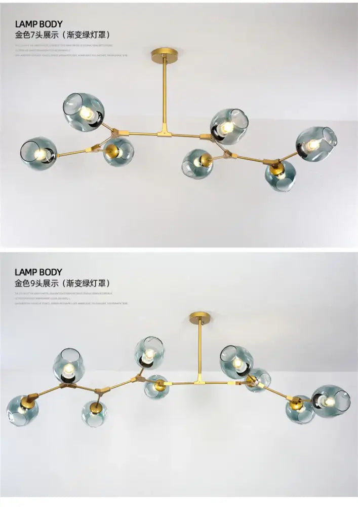Modern clear bulbous glass chandeliers with led lighting dining room