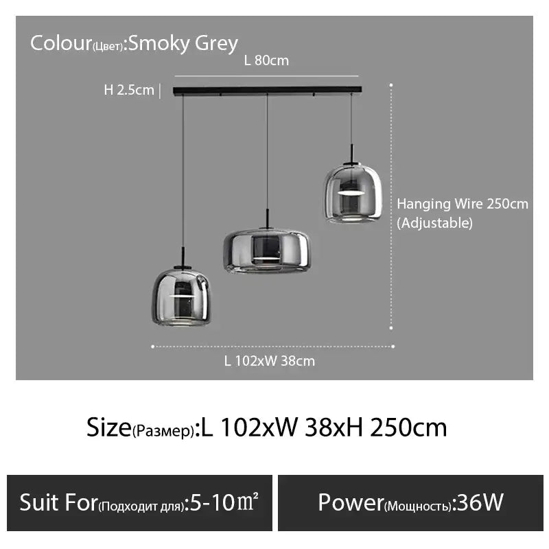 Modern amber nordic glass pendant lamp for kitchen dining room