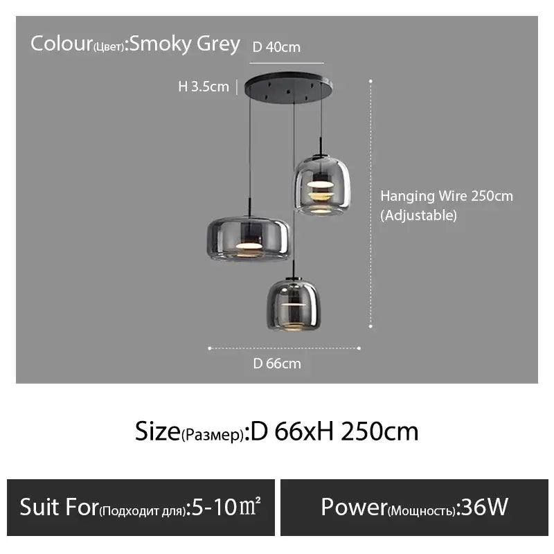 Modern amber nordic glass pendant lamp for kitchen dining room