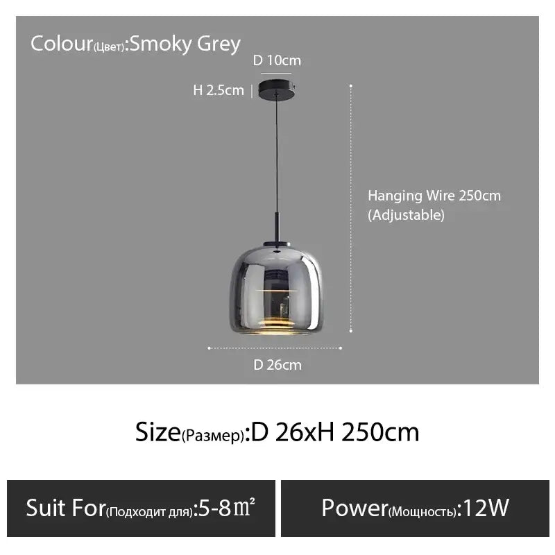Modern amber nordic glass pendant lamp for kitchen dining room