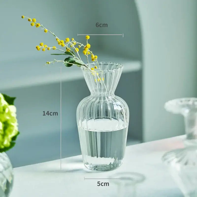 Modern nordic glass ribbed vase set living room decor
