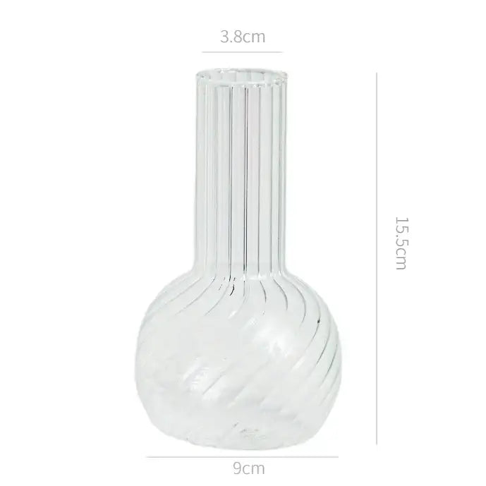 Modern nordic glass ribbed vase set living room decor