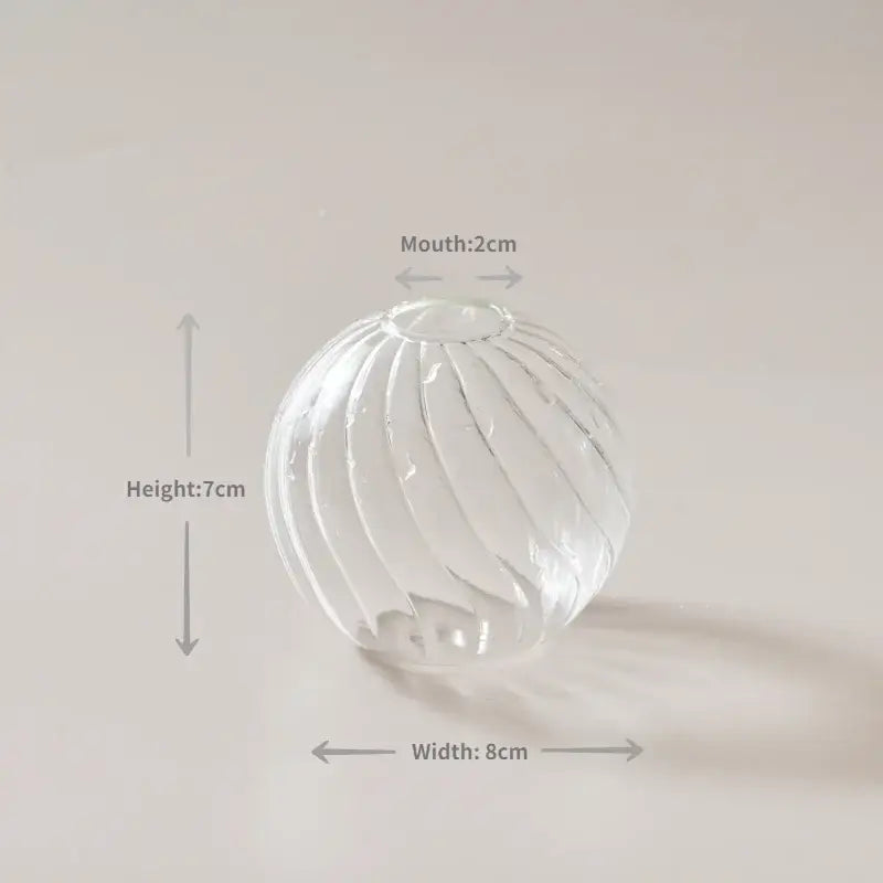 Modern nordic glass ribbed vase set living room decor