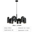 Modern black eight light led ceiling chandelier for living room