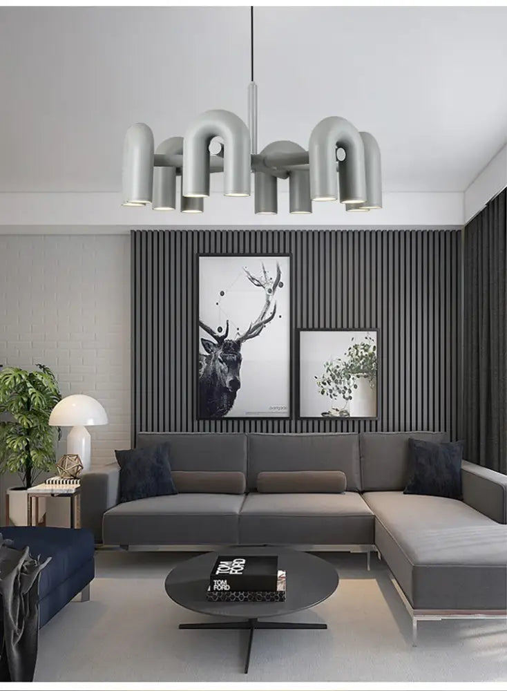 Modern black curved led ceiling chandelier for living room