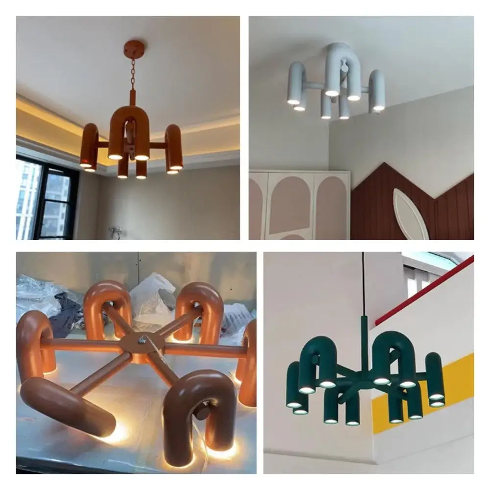 Modern black eight light led ceiling chandelier for living room