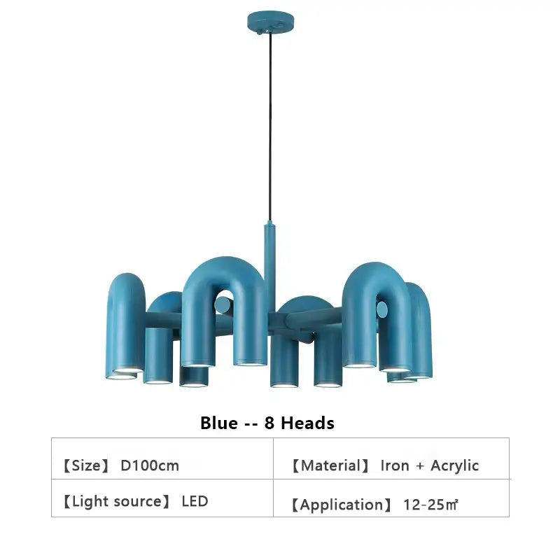 Modern black six arm led ceiling chandelier living room light
