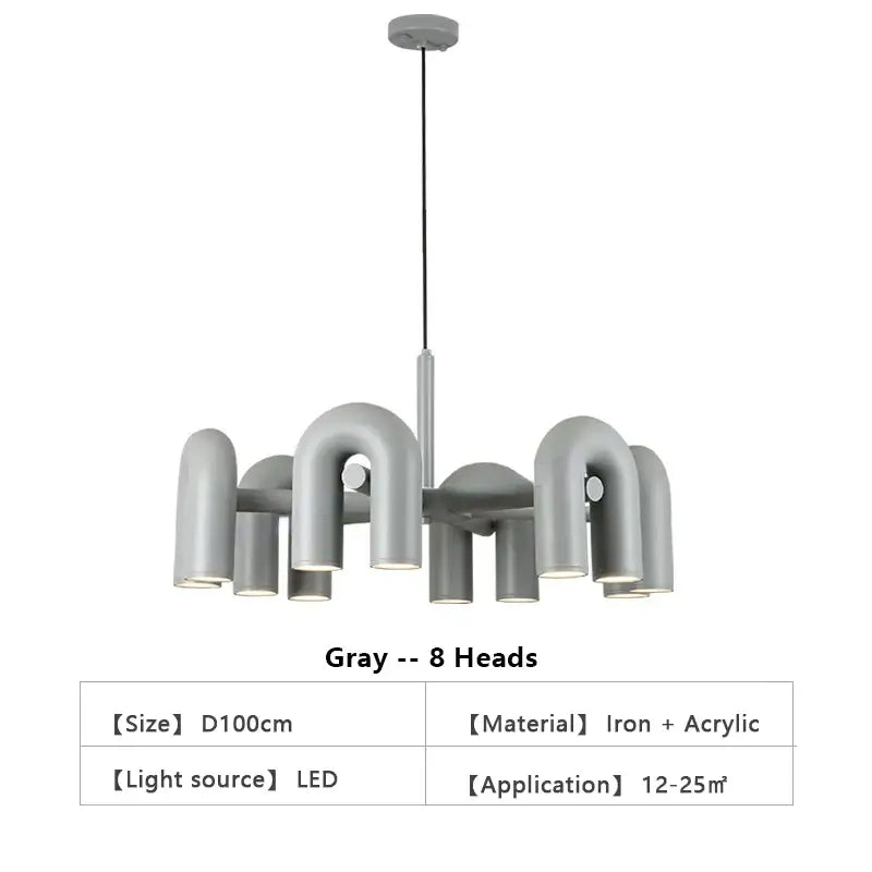 Modern black six arm led ceiling chandelier living room light