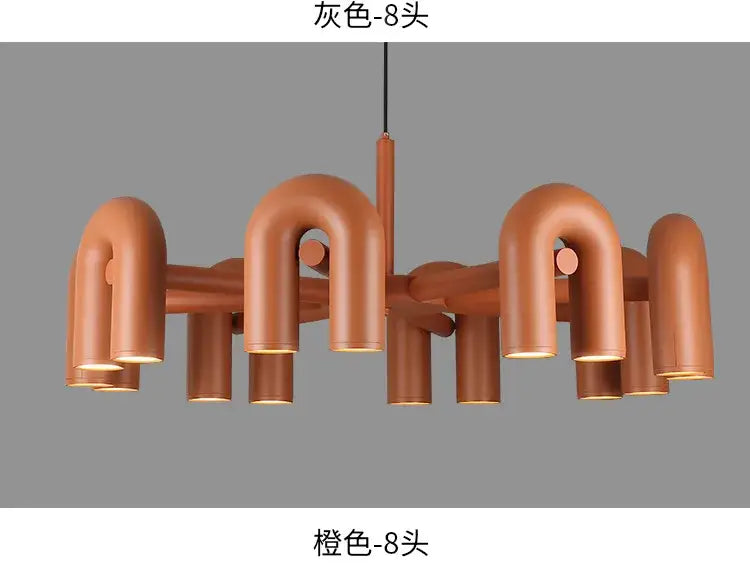 Modern black six arm led ceiling chandelier living room light