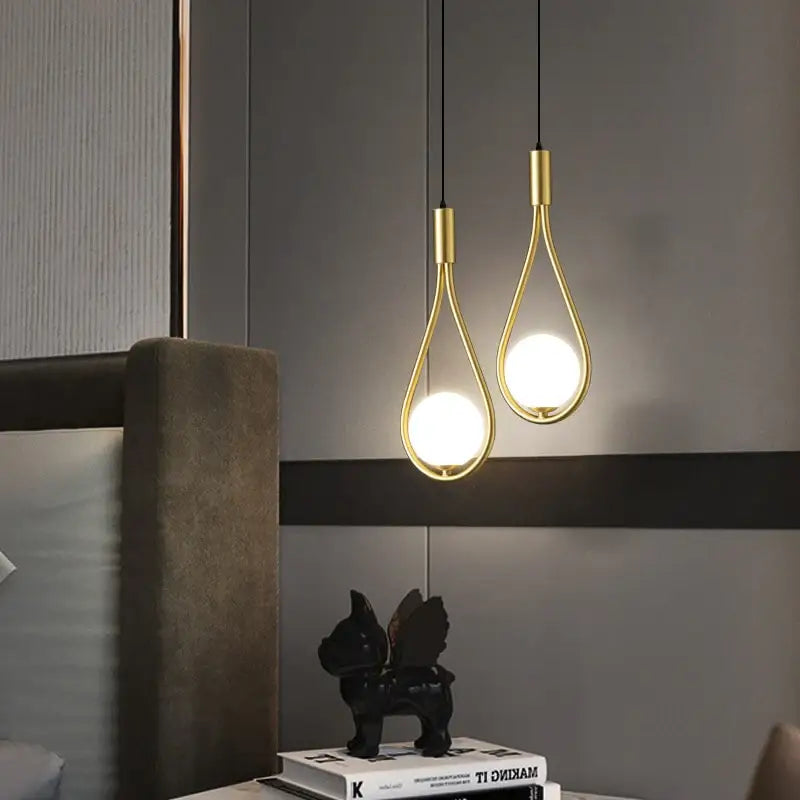 Modern nordic gold & black pendant light dining room teardrop frame