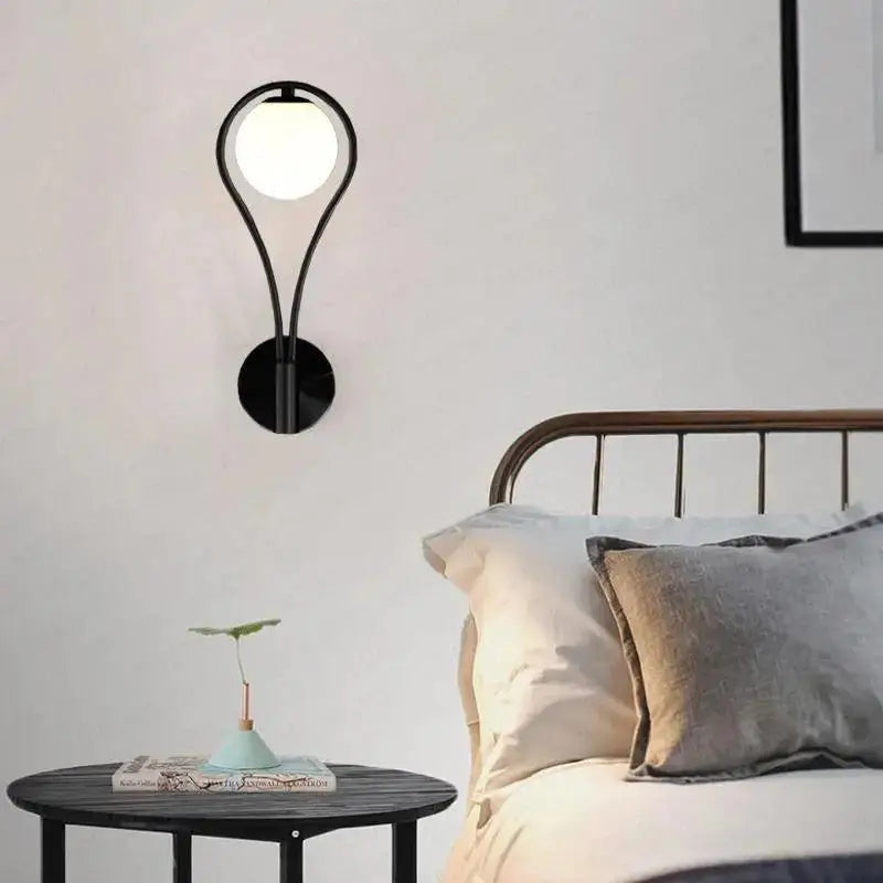 Modern black teardrop livi wall lamp bedroom sconce