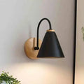 Modern nordic wall lamp black metal and wood sconce bedroom light