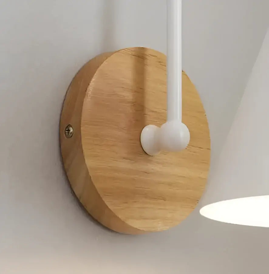 Modern nordic wall lamp black metal and wood sconce bedroom light
