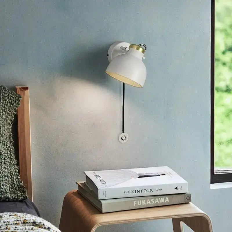 Modern white and brass nordic wall sconce bedroom adjustable arm